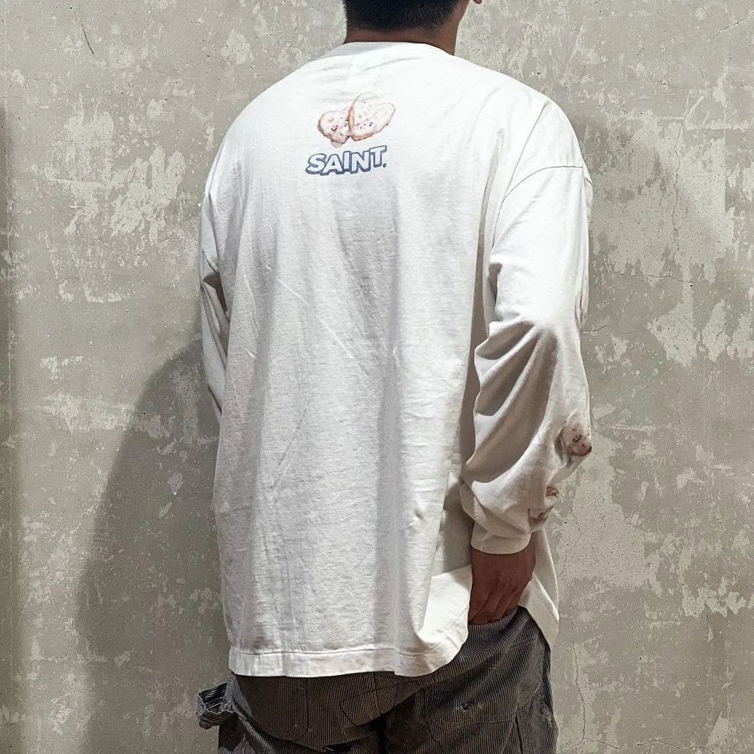 SAINT Mxxxxxx HEART COOKIES L/S TEE/WHT Love Oreo printed long sleeves Off-white S-XL Customized co-branded main mark/wash mark Correct version Ready-made garments washed and distressed VINTAGE feeling Top-notch printing technology Perfect restoration